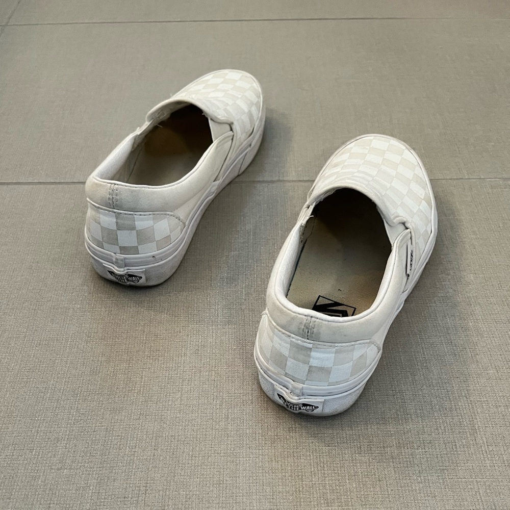 White checkered Vans